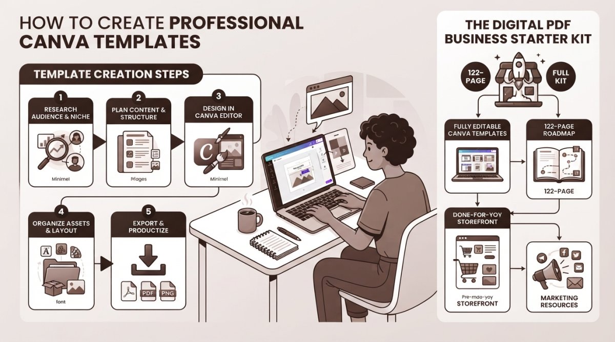 Step-by-step visual guide for canva templates for digital products