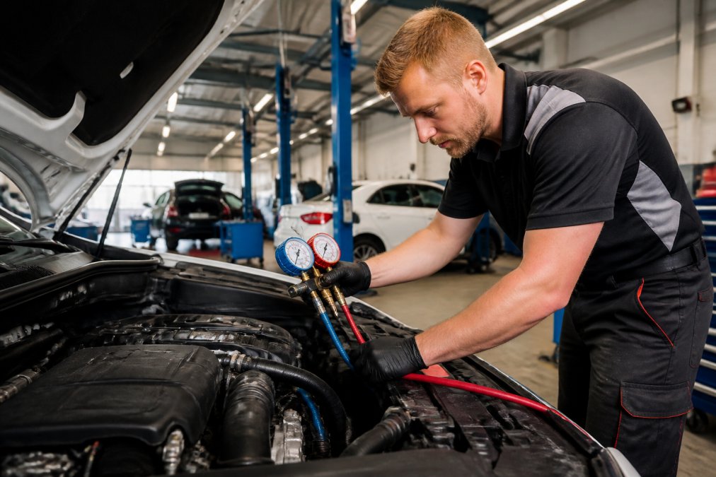Professional illustration showing Professional for air con regas fuel efficiency
