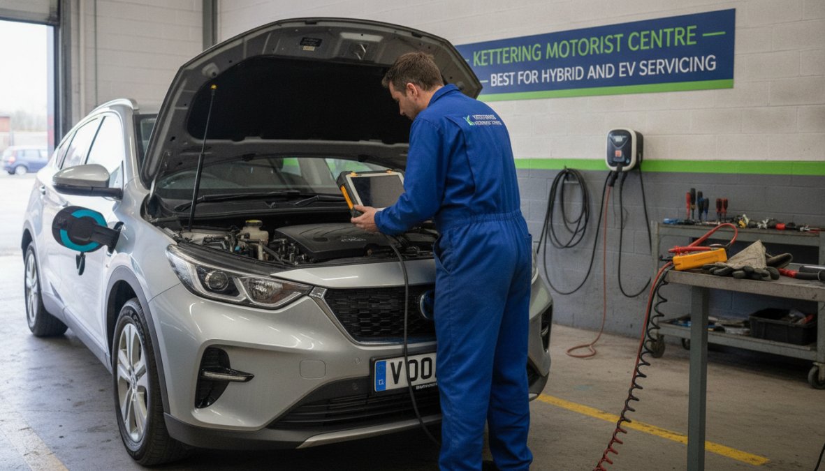 Professional illustration showing certified and technician and branded concepts for car service center kettering