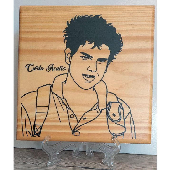 Carlo Acutis Pine Wooden Plaque