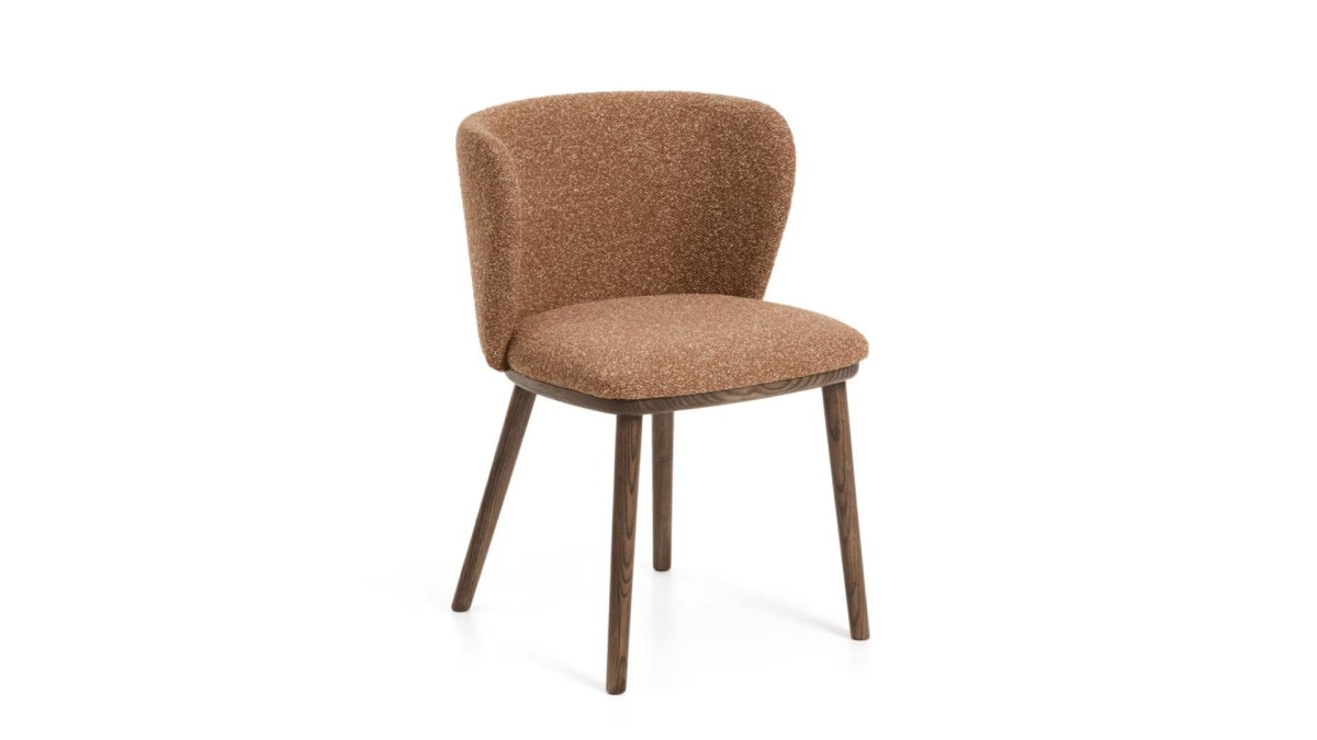 Carly Timber Leg Dining Chair | Terracotta / Walnut Brown