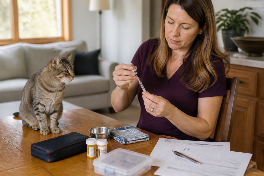 Step-by-step visual guide for cat sitter for medical needs