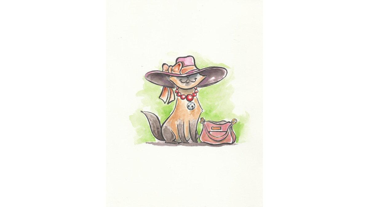Cat with Purse Original Art