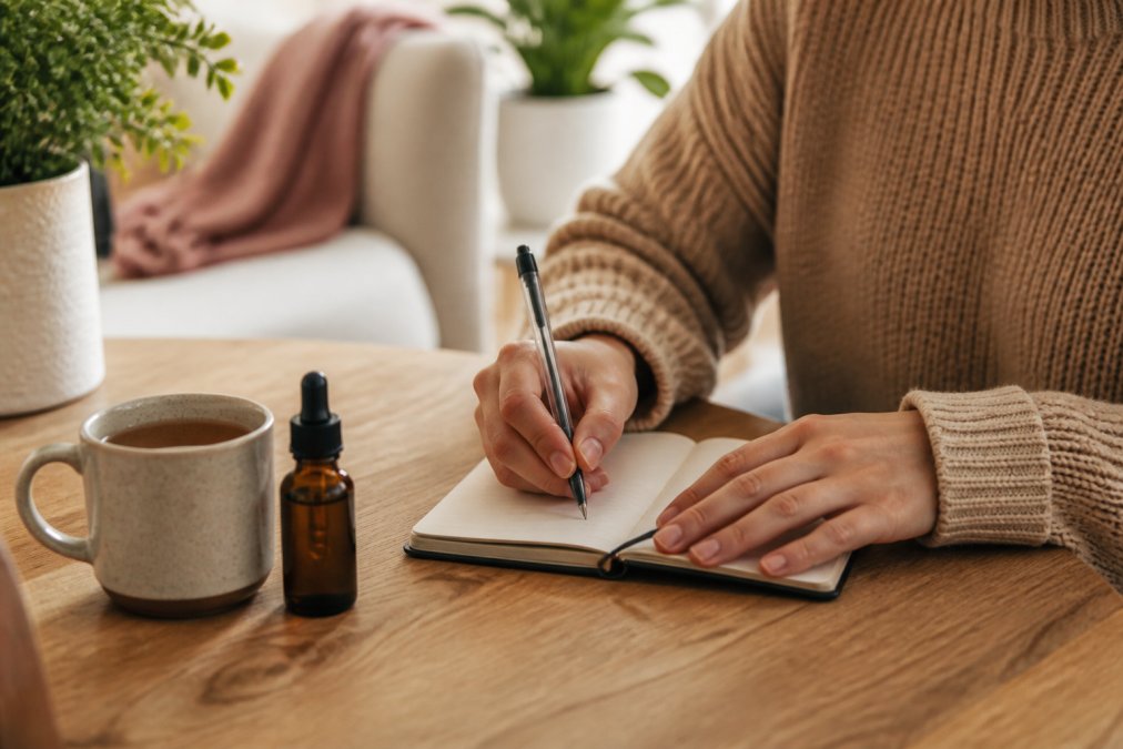 A step-by-step guide for tracking daily CBD dosages and symptom changes in a notebook to monitor effectiveness.