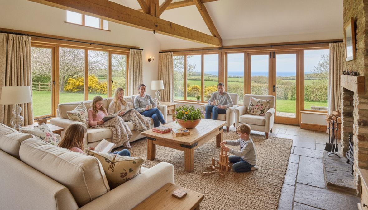 Professional illustration showing Family for child friendly holiday homes south devon