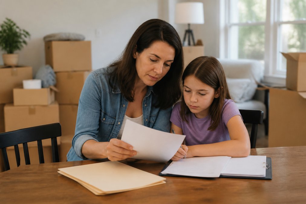 Checklist infographic for parents navigating child relocation laws Maryland during a move