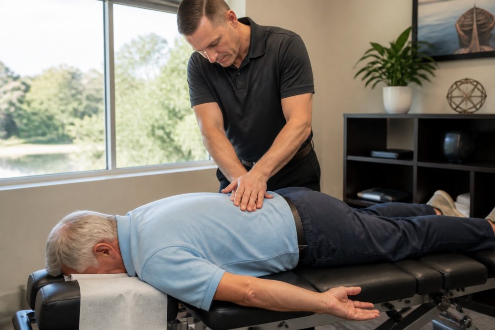 Diagram showing how chiropractic care targets lower back pressure to help manage chronic arthritis pain