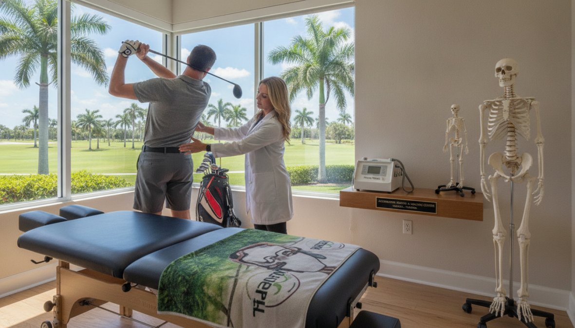 Professional illustration showing Naples for chiropractor for golfers
