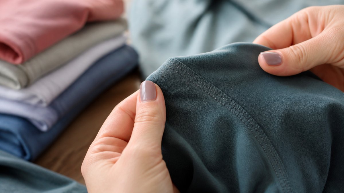 Infographic showing steps to inspect fabric texture and stitching for high-quality garment construction