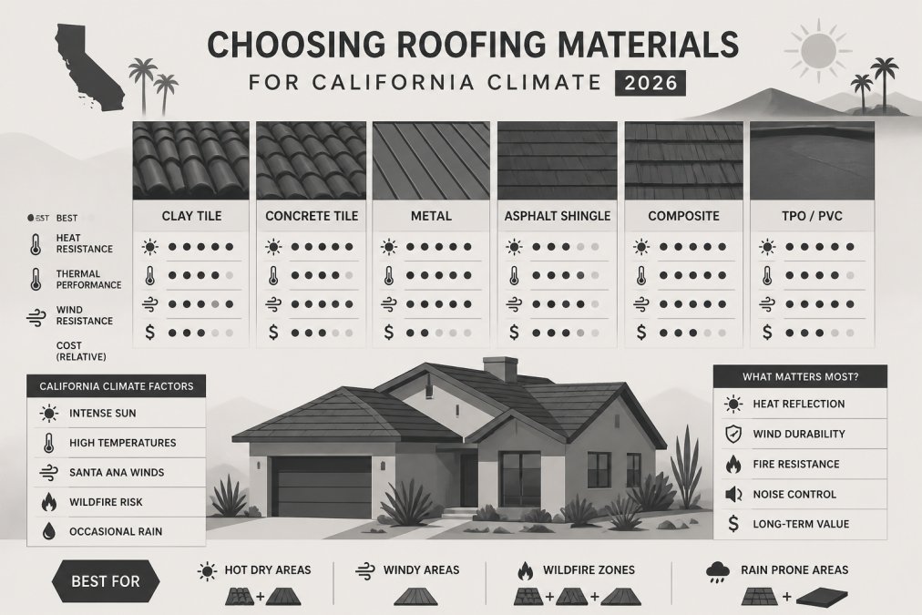 Choosing Roofing Materials for California Climate in 2026