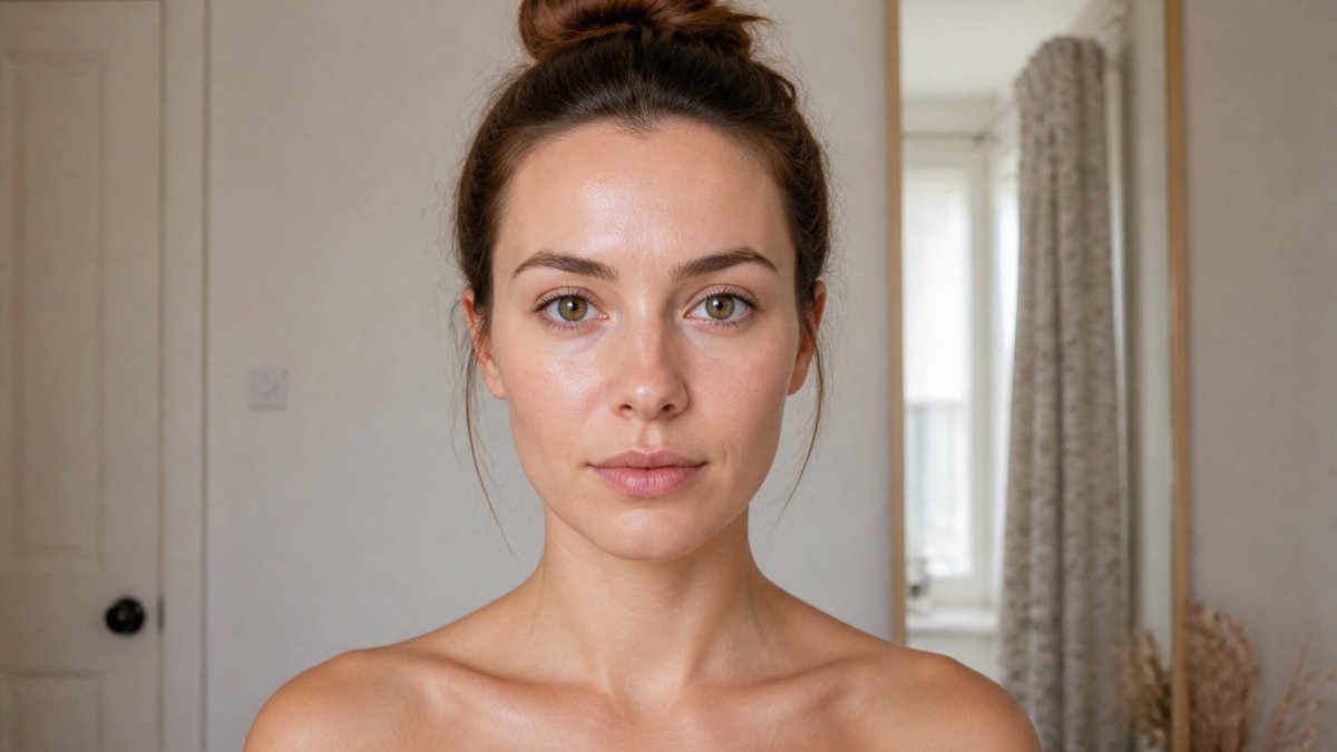 Woman looking directly at camera with natural lighting, showing clear facial proportions and bone structure to illustrate how to assess face shape