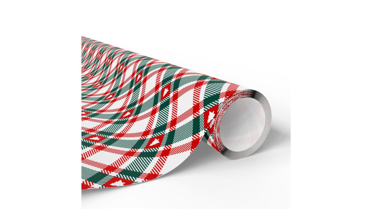 Christmas Evergreen Plaid Wrapping Paper | Holiday Gift Wrapping Paper Roll