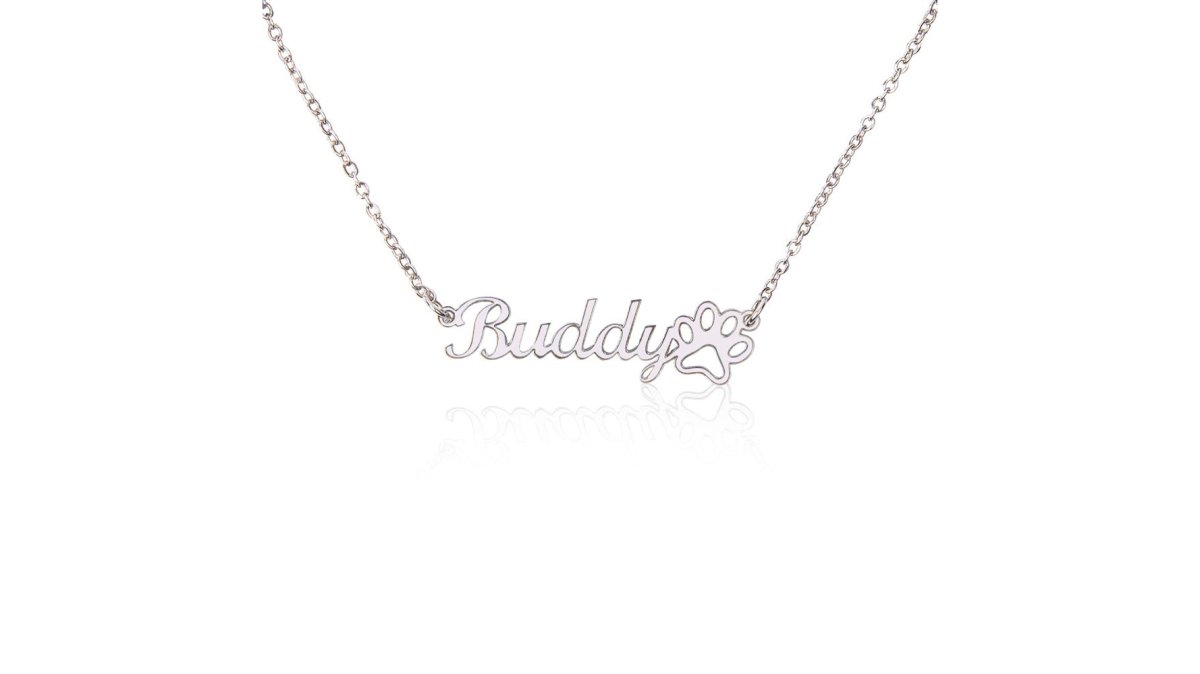 Classic Paw Print Name Necklace
