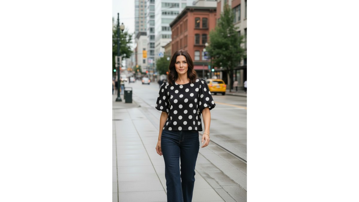 Classic Polka Dot Puff Sleeve Blouse