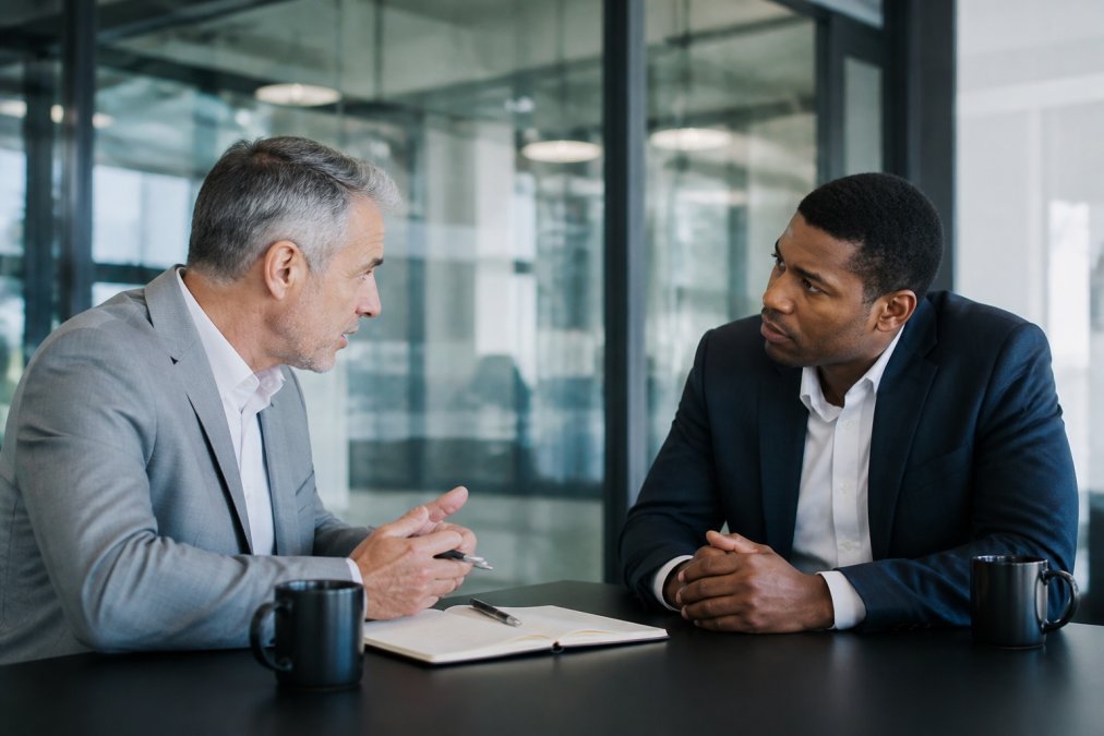 Infographic showing how coaching frameworks guide executive conversations to improve leadership performance.