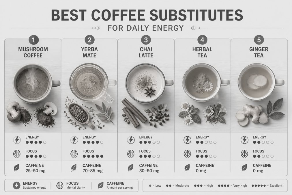 Professional illustration showing Overhead for coffee alternatives for daily drinkers