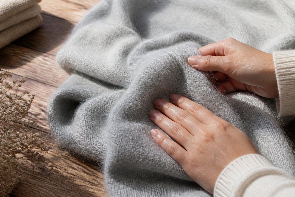 Diagram detailing how to describe fabric textures for comfort-focused design through sensory language.