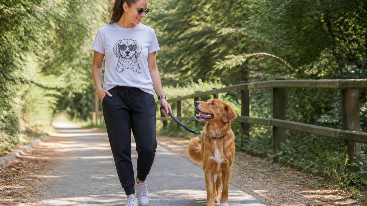 Step-by-step infographic showing how to style casual graphic tees for comfortable daily dog walks