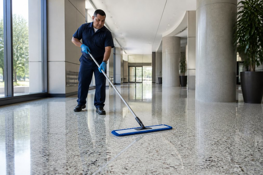Professional illustration showing Facility for terrazzo floor maintenance