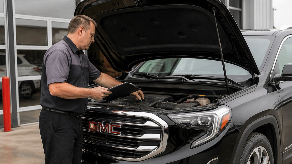 Certified technician inspecting a luxury SUV to help identify common maintenance costs for used luxury SUVs.