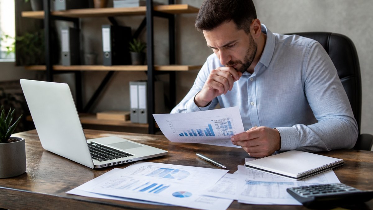 Infographic diagram detailing the business growth planning process through financial analysis and scaling metrics.