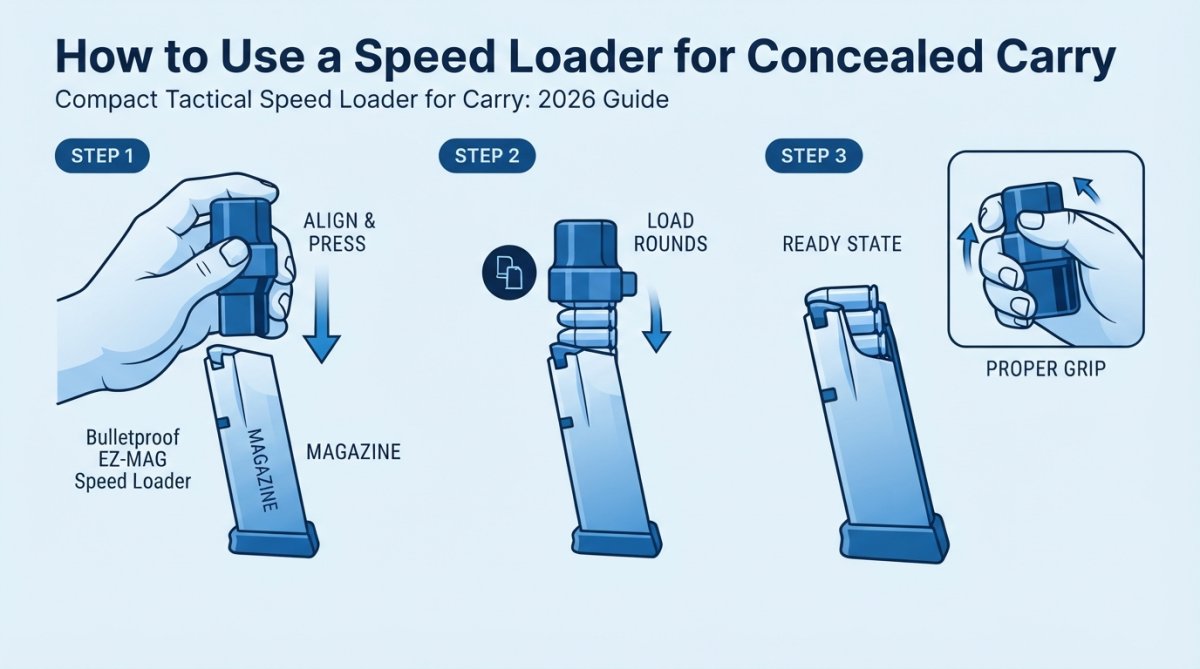 Step-by-step visual guide for tactical speed loader for carry