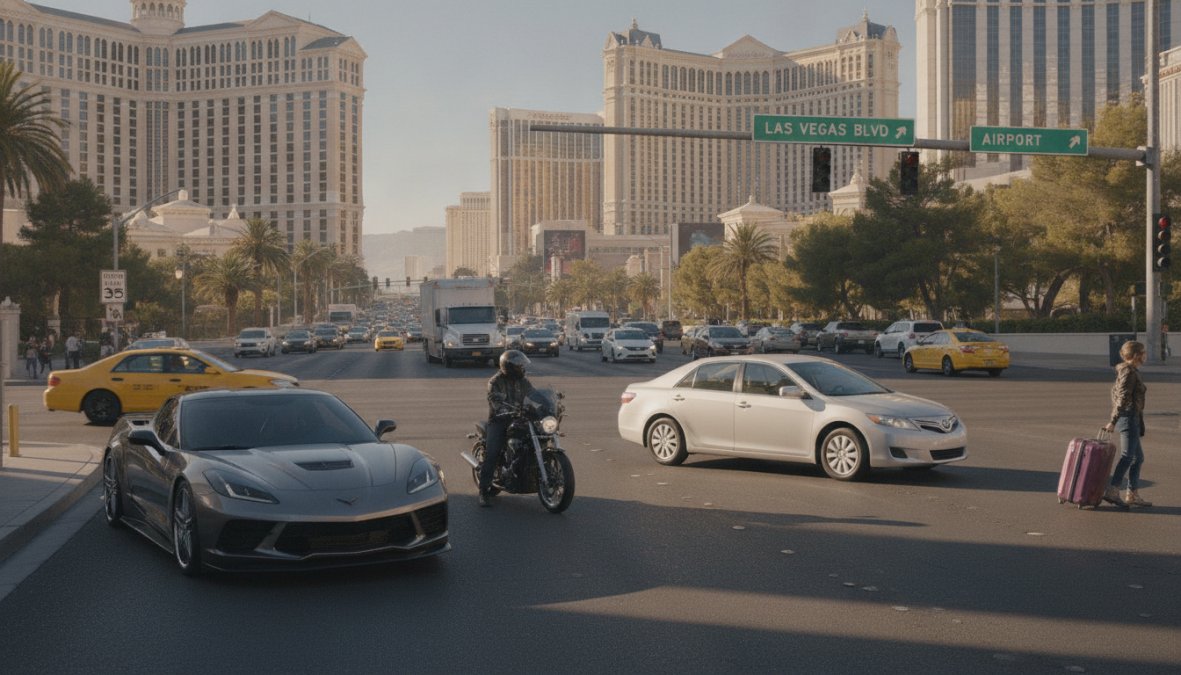 Professional illustration showing Las Vegas for compare auto insurance rates in las vegas