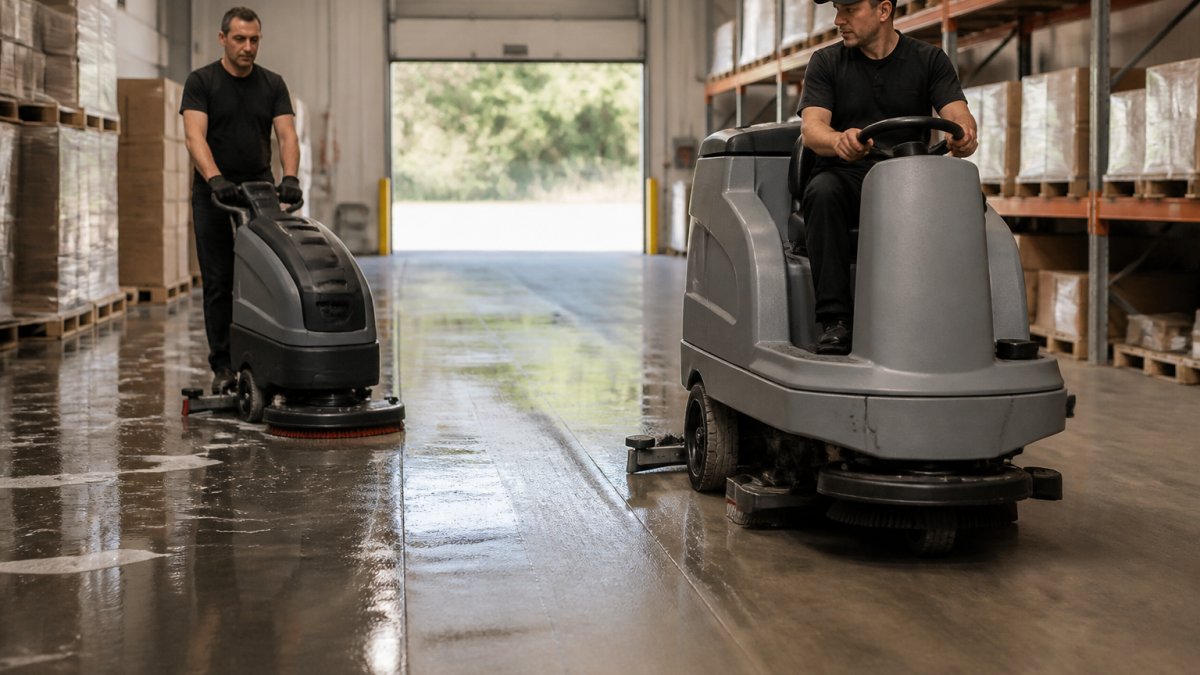 Comparing Walk-Behind and Ride-On Scrubber Efficiency