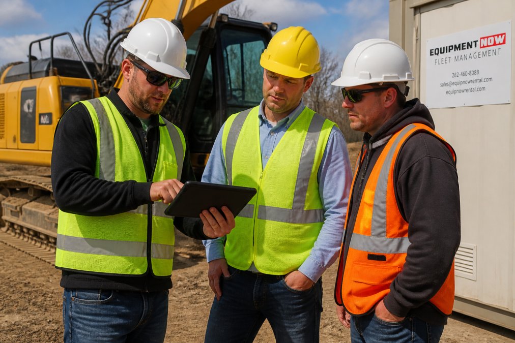 Contractors using fleet management software to track equipment rental pricing and maintenance schedules