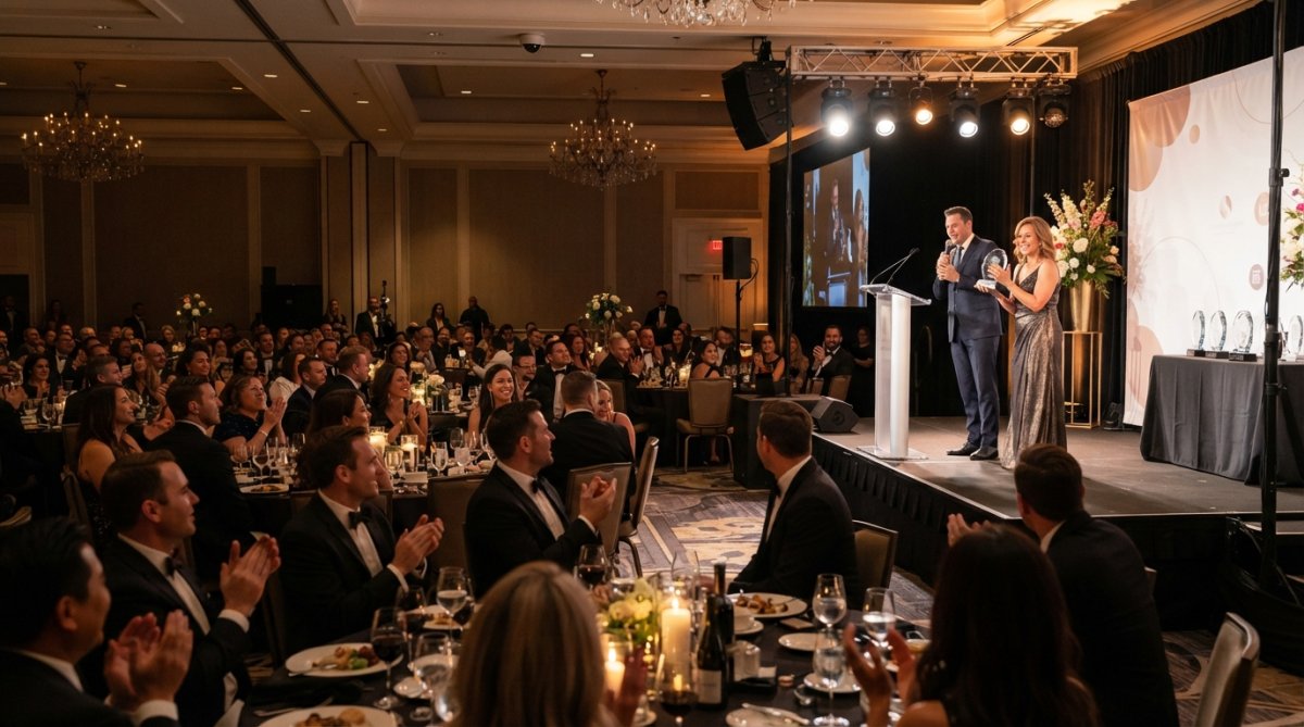 Professional illustration showing award presentation tips