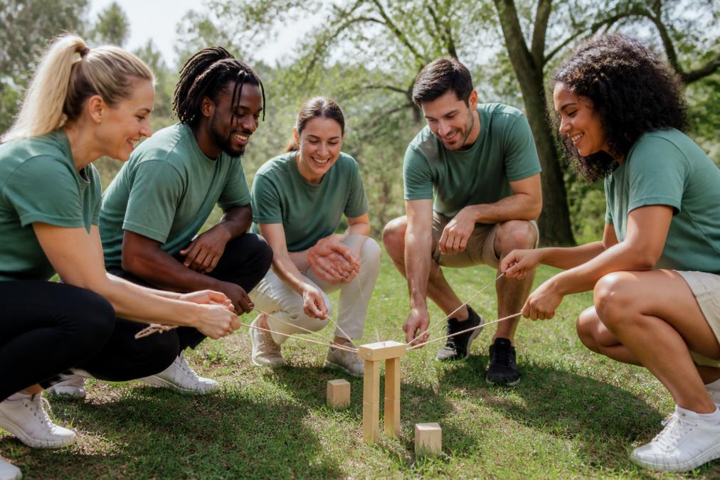 Professional illustration showing Team for corporate wellness programs