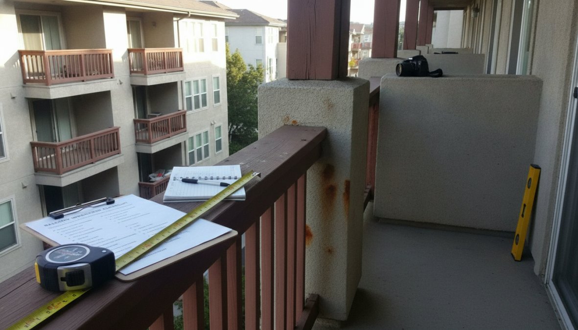 Software tools interface for licensed and structural and engineer concepts for cost of balcony structural safety audit