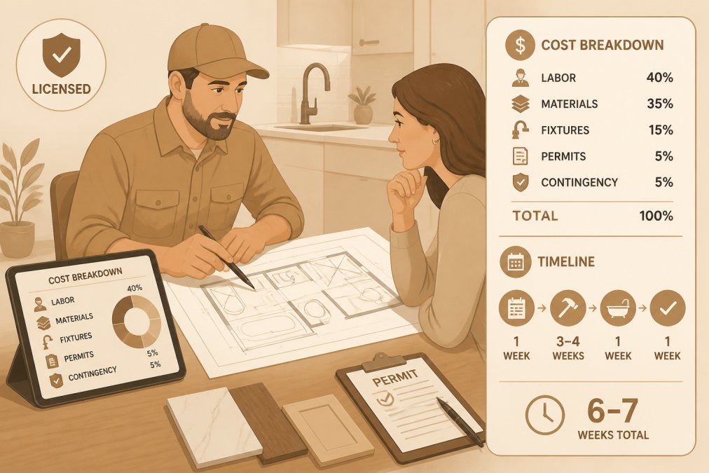 Professional illustration showing cost of bathroom remodel in 2026