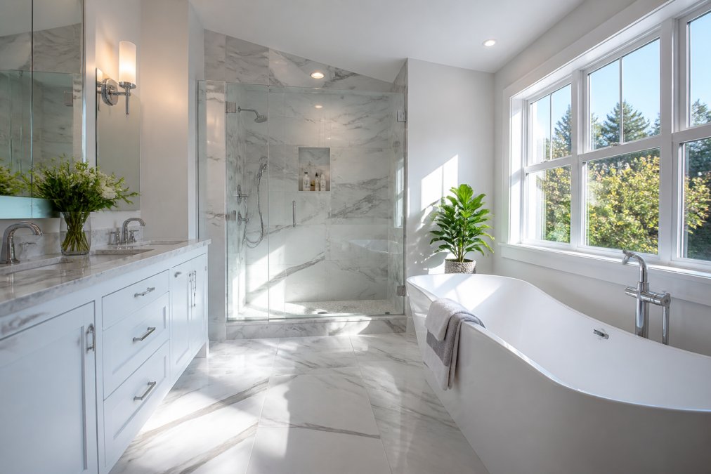 Professional illustration showing Modern for cost of bathroom renovation in White Rock