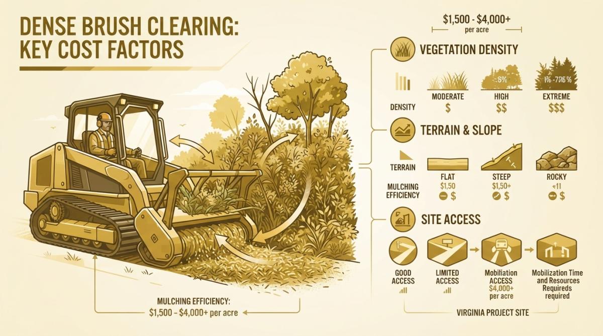 Professional illustration showing cost of clearing dense brush