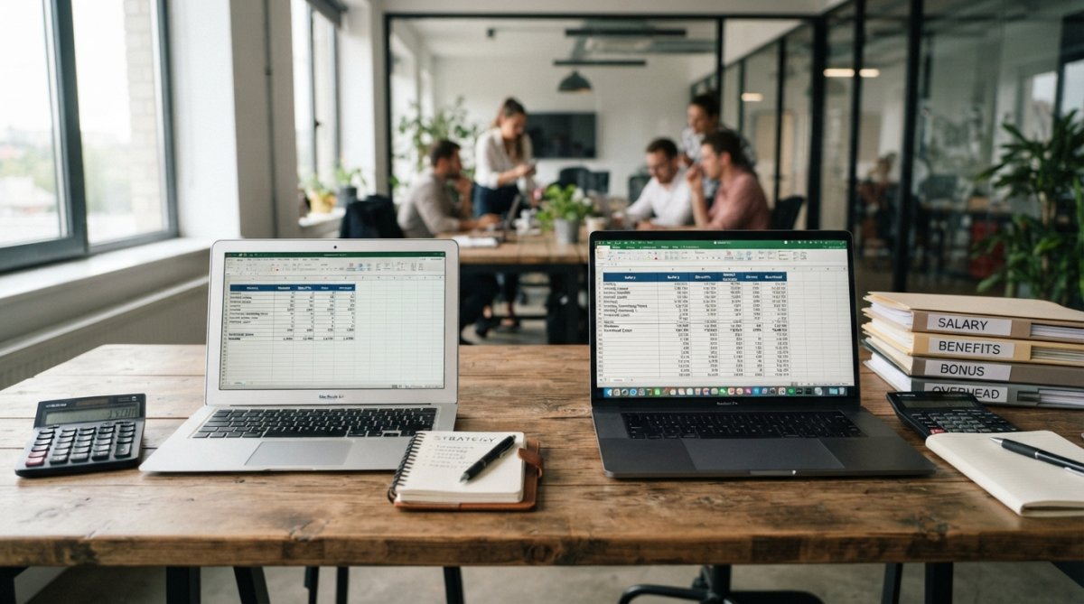 Side-by-side comparison of business and professional and reviewing concepts for cost of hiring fractional cmo 2026
