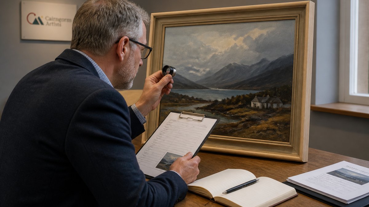 Infographic illustrating the step-by-step process of professional art appraisal and condition reporting.