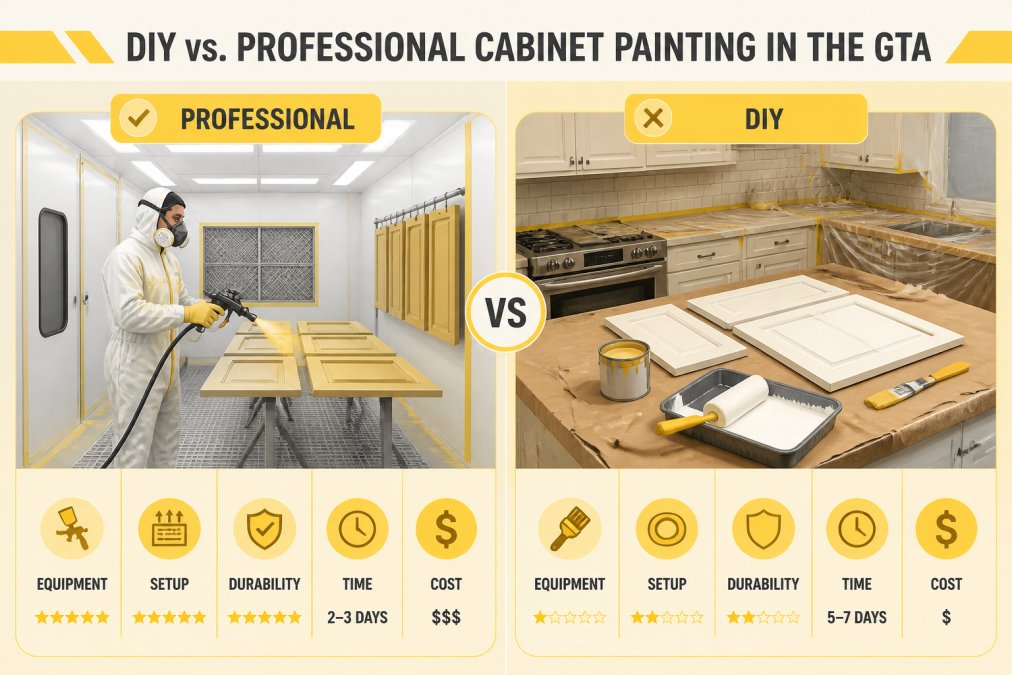 Visual comparison chart showing cost of painting kitchen cabinets toronto