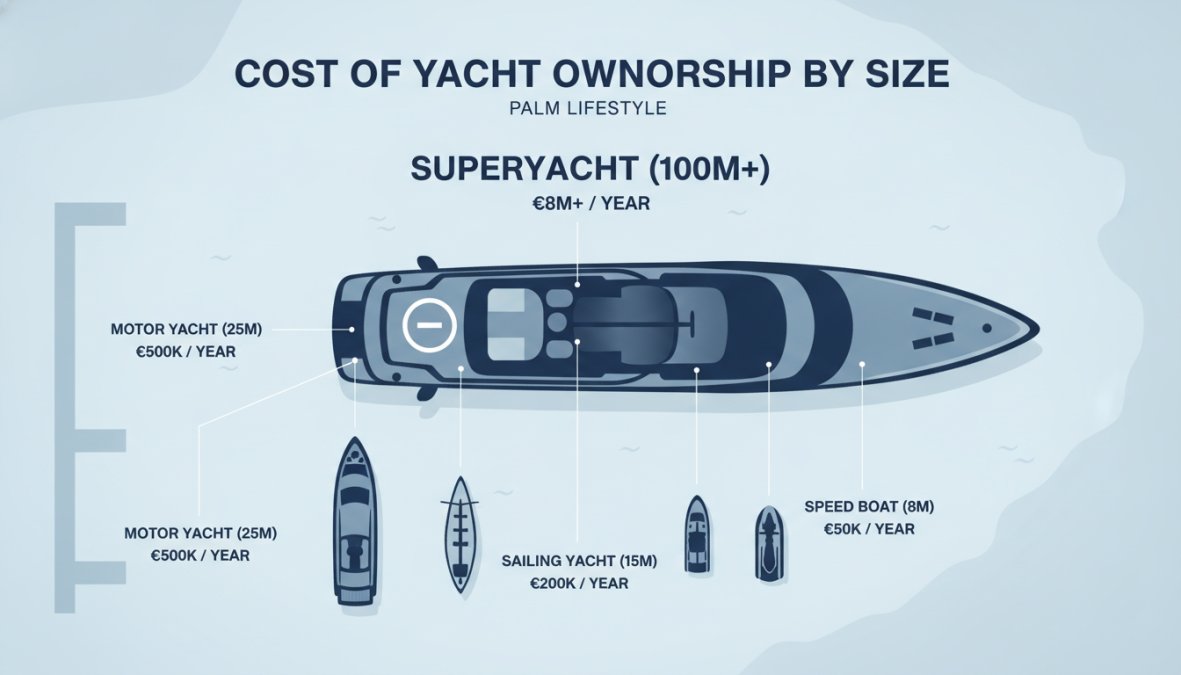 Professional illustration showing costs of maintaining a private yacht