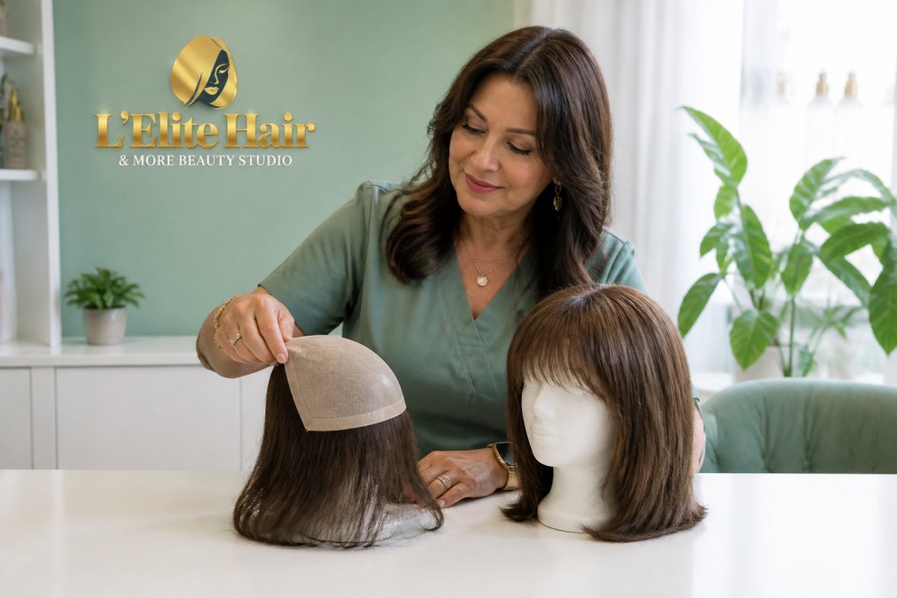Comparison chart illustrating the differences in cranial prosthesis vs wig construction and design