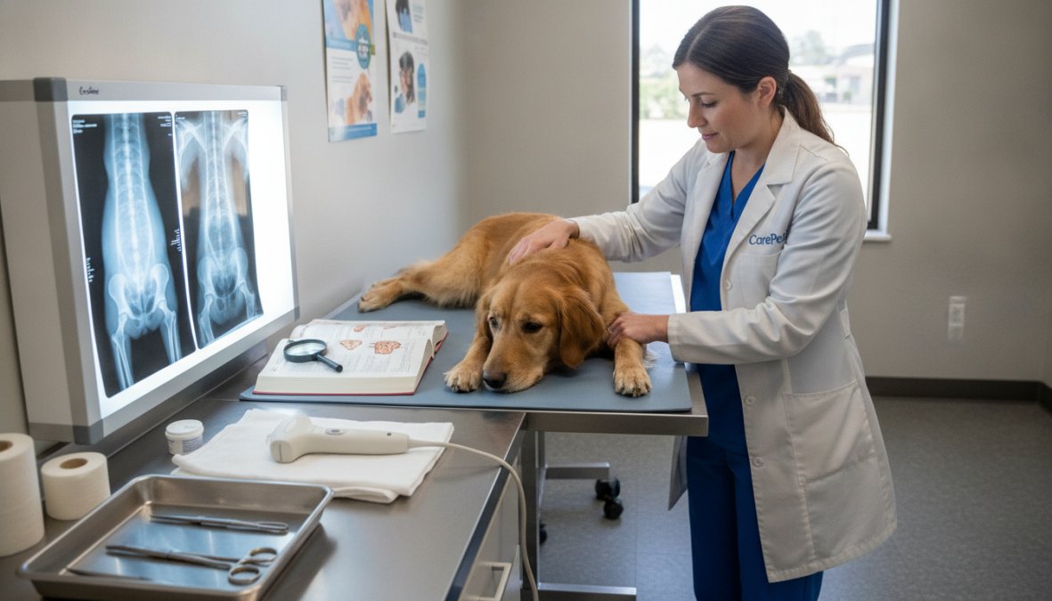 Professional illustration showing Veterinarian for cryptorchid