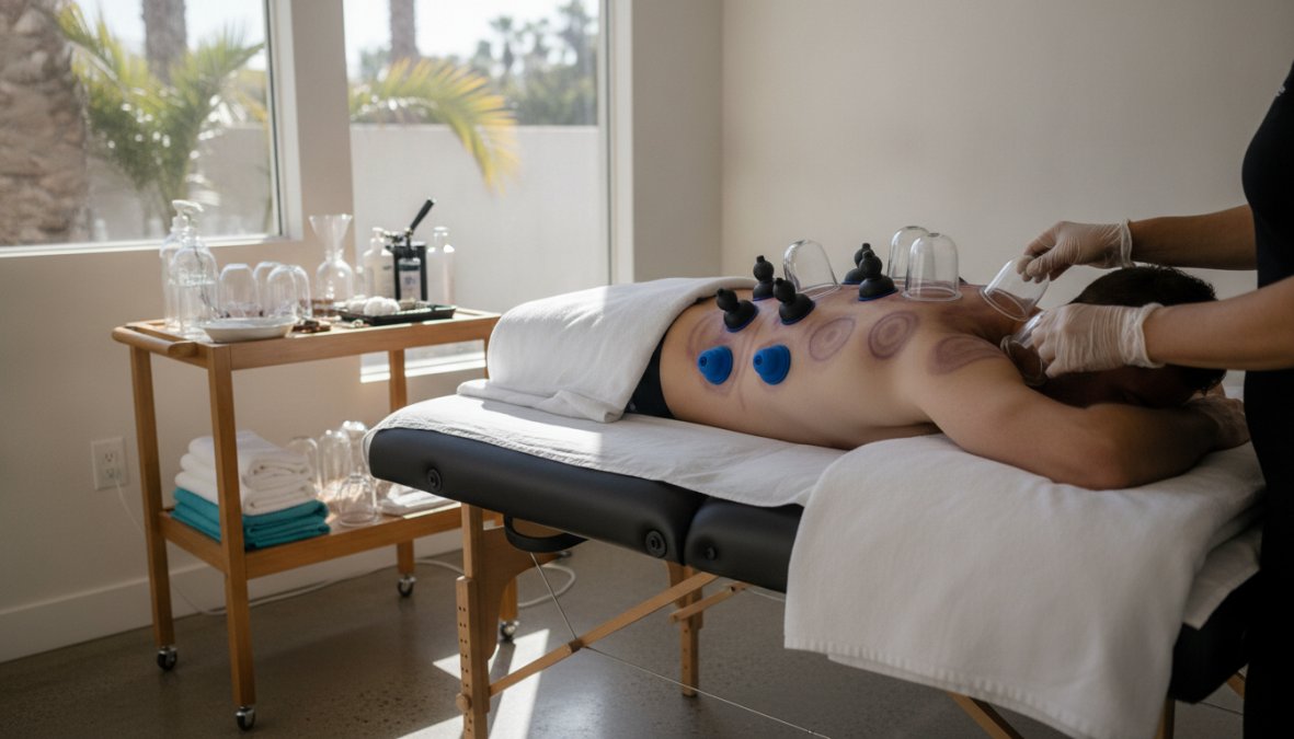 Professional illustration showing Close for cupping for athletes