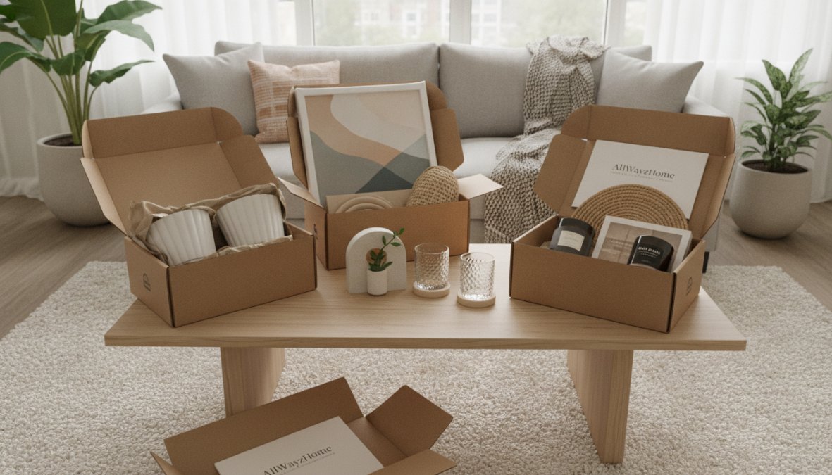 Professional illustration showing Flat for curated home decor starter kits for renters