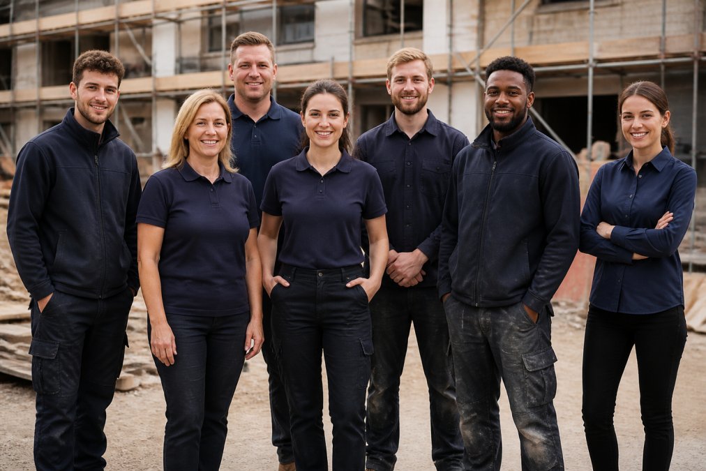 Professional illustration showing custom branded workwear