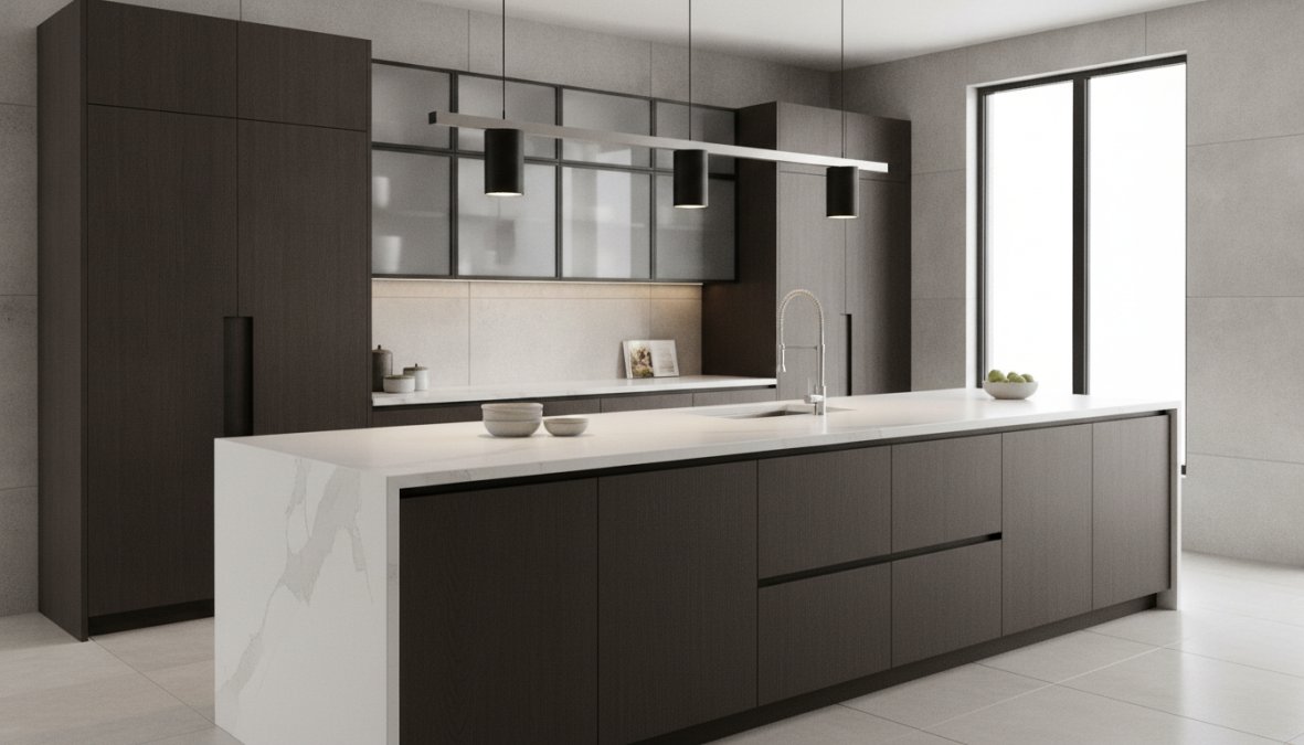 Professional illustration showing Modern for custom kitchen cabinets