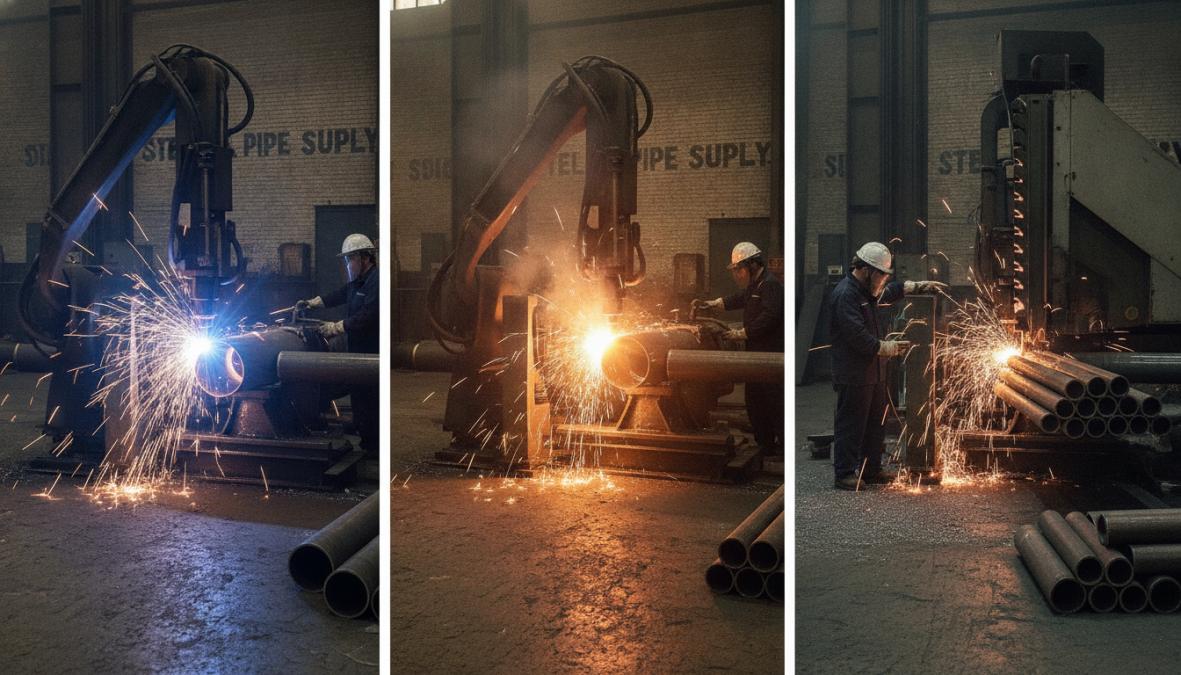 Professional illustration showing Industrial for steel pipe cutting