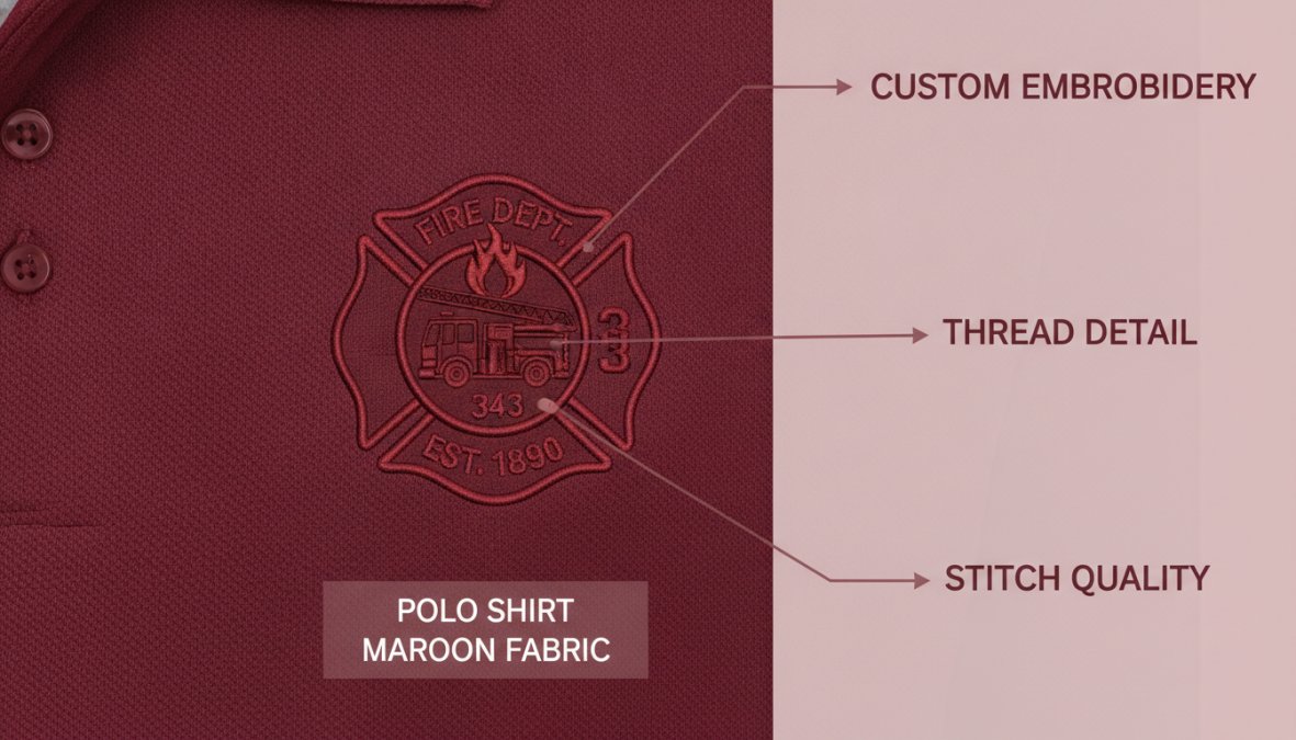 Professional illustration showing customizable fire department group apparel