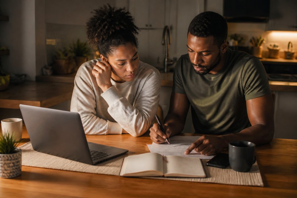 5-step infographic illustrating a data driven approach to marriage with a couple reviewing shared analytics