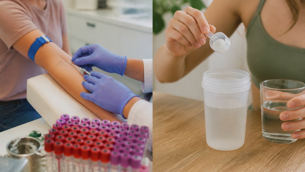 Healthcare provider drawing blood from a patient for electrolyte deficiency vs dehydration testing