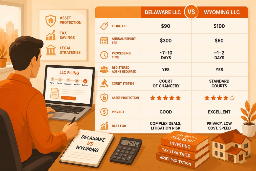 Investor evaluating business entity options using a laptop, calculator, and a side-by-side comparison notebook.